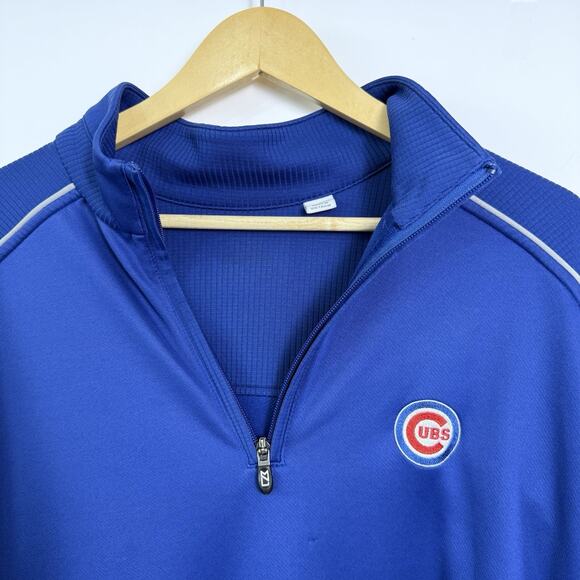 Chicago Cubs Cutter & Buck Quarter Zip Pullover Mens Size XXL‎ Blue Stretch - Picture 2 of 11
